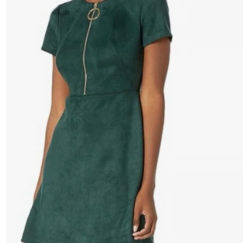 NWOT Calvin Klein Women’s Suede material  Forest Green Dress with Gold Zipper 12